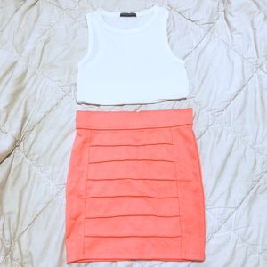 Salmon Pink Fitted Skirt